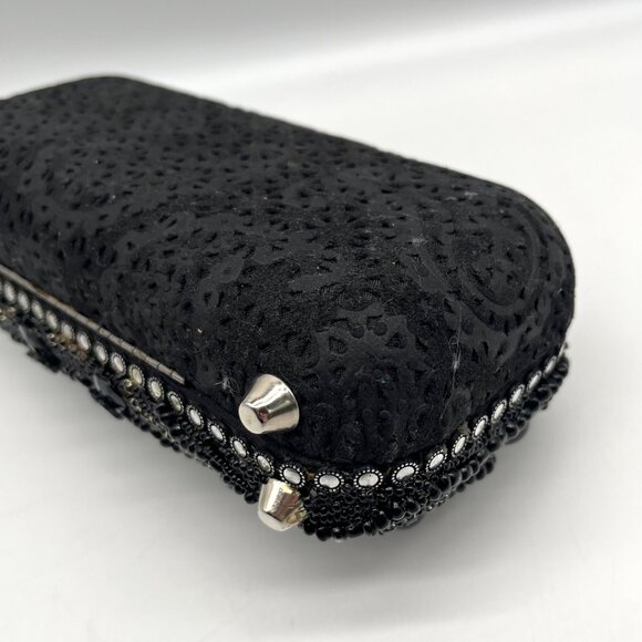 Mary Frances Sublime Black Beaded & Jeweled Embellished Clutch - Picture 8 of 12